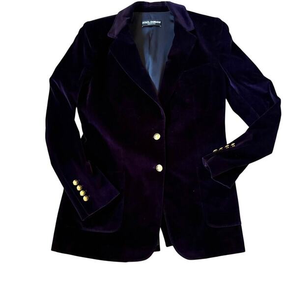 Dolce & Gabbana Velvet Blazer – IT 46 Gold Buttons Deep Purple - Picture 1 of 4
